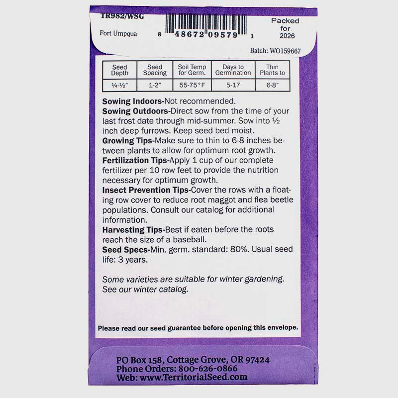 Turnip Fort Umpqua Seeds (Organic) Territorial Seed Company