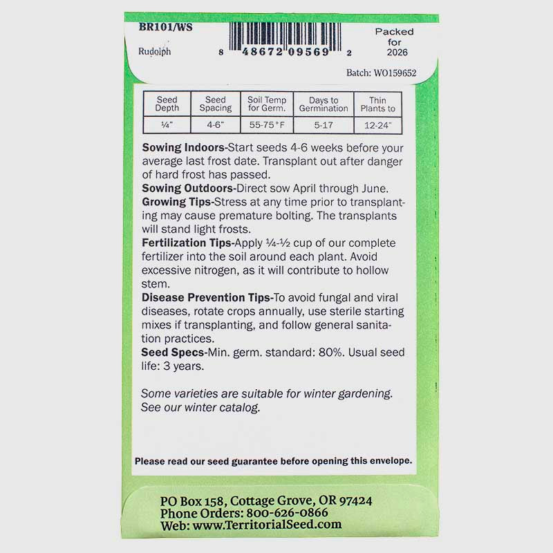 Rudolph Broccoli Seeds Territorial Seed Company