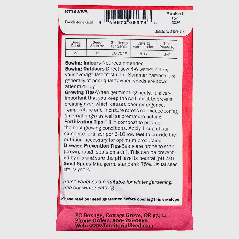 Touchstone Gold Beet Seeds Territorial Seed Company