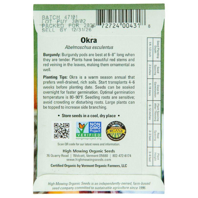 okra seed planting depth Burgundy Okra Seeds (Organic)