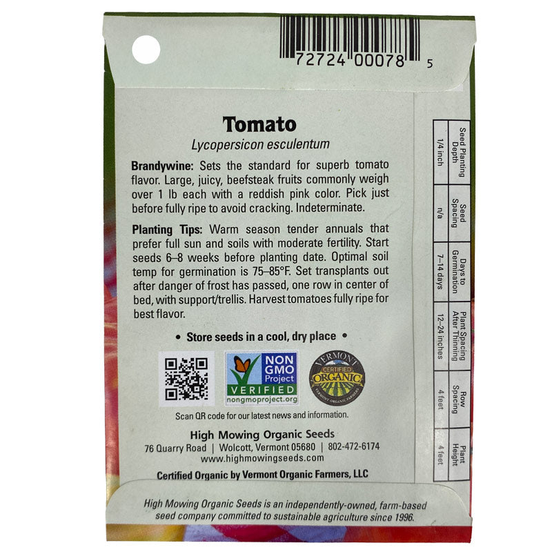 Organic Brandywine Pink Tomato High Mowing Seeds