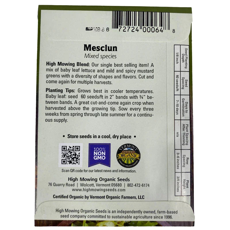planting mesclun seeds High Mowing Organic Mesclun Mix Seeds - 32 Ounces