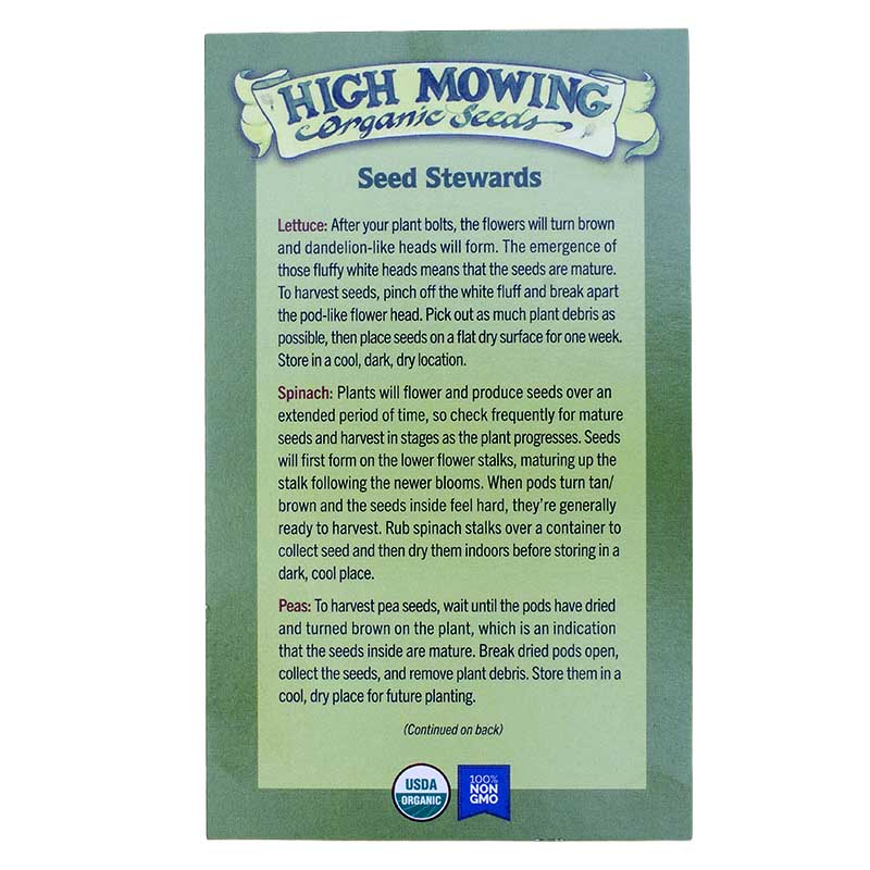 Seed Stewards 6 Packets Seeds (Organic) High Mowing Seeds