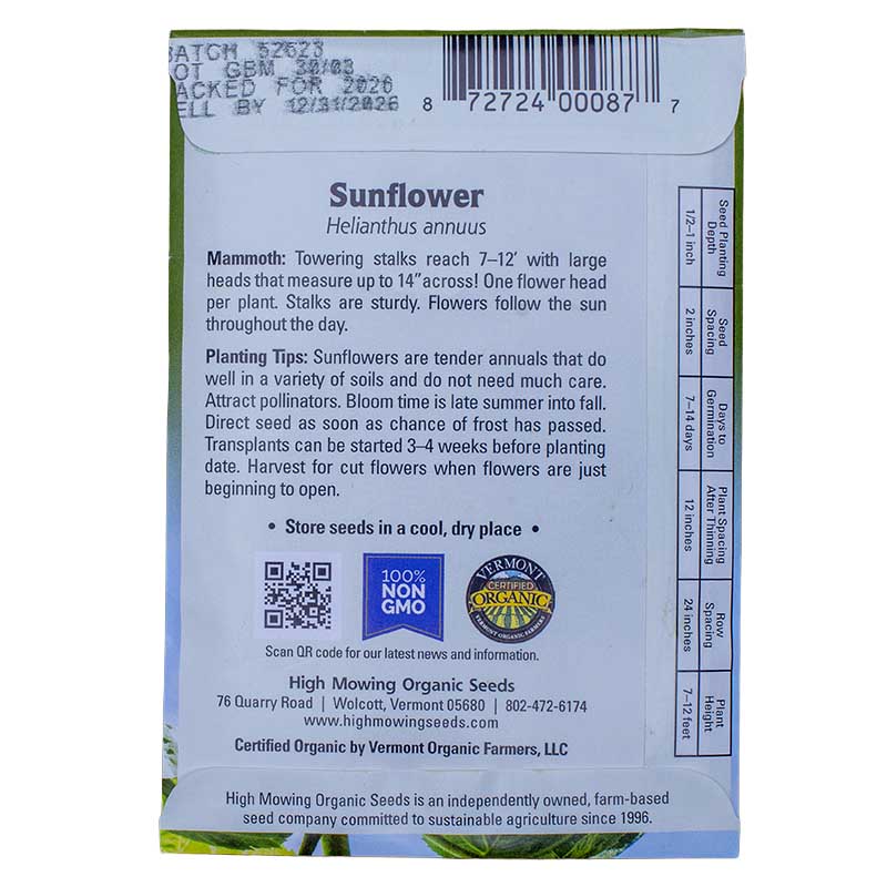 Kid's Garden 5 Seeds Packets (Organic) High Mowing Seeds