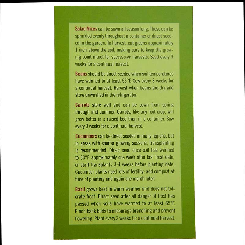 Garden Starter 6 Seeds Packets (Organic)