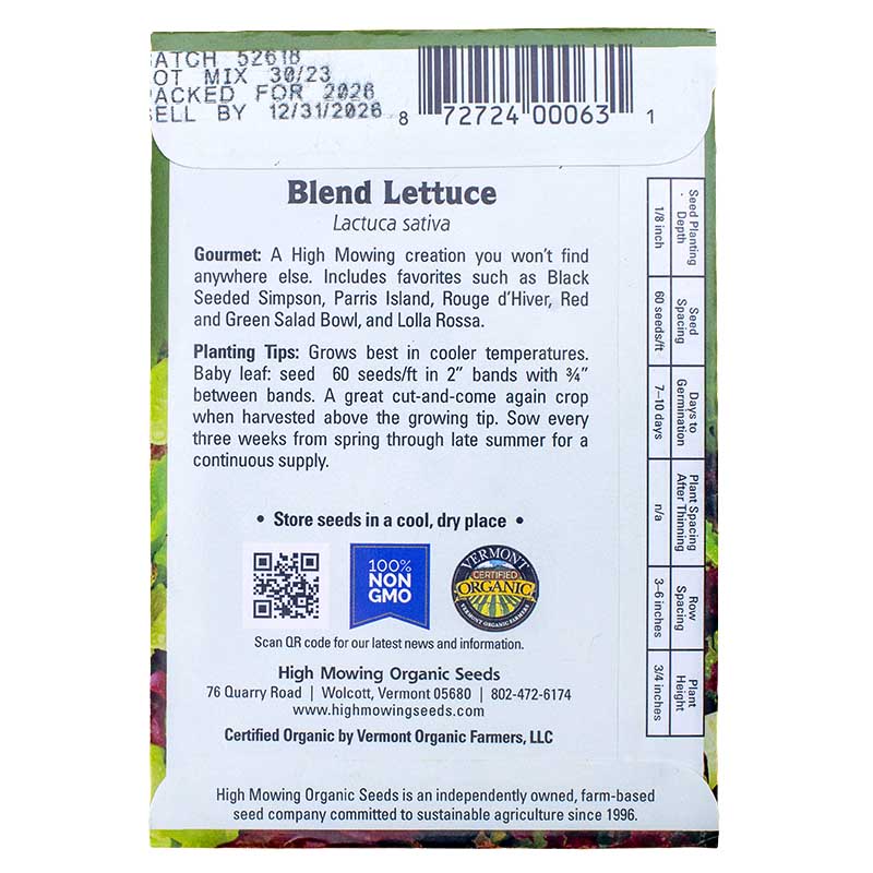 Easy Salad Greens 3 Seeds Packets (Organic) High Mowing Seeds