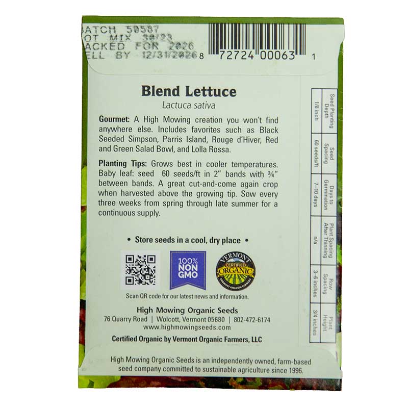 Container Garden 6 Seeds Packets (Organic) High Mowing Seeds