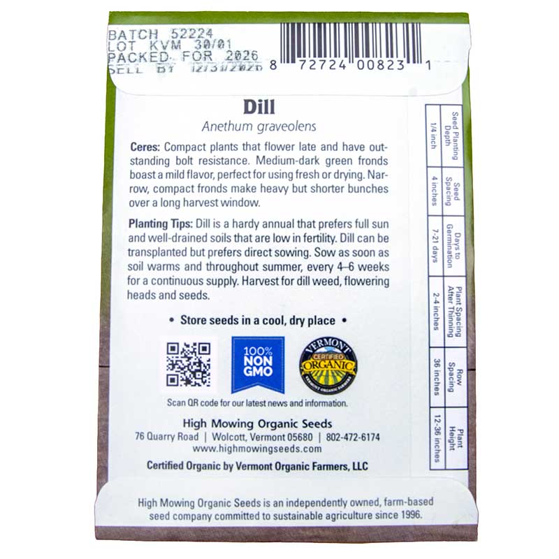 Ceres Dill Seeds (Organic) High Mowing Seeds