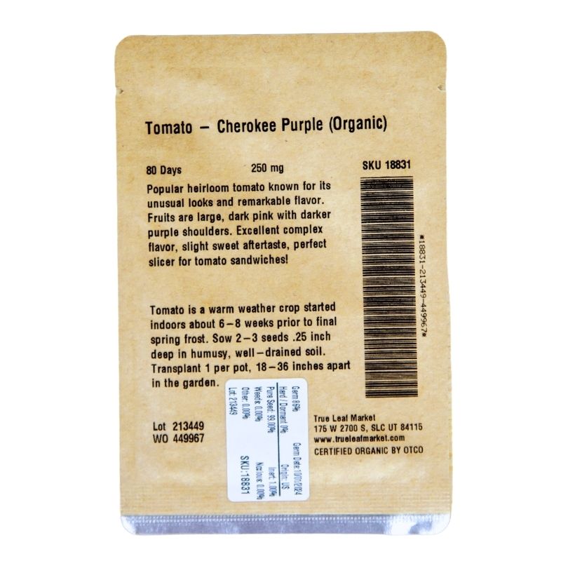 Cherokee Purple Tomato (Organic) True Leaf Market