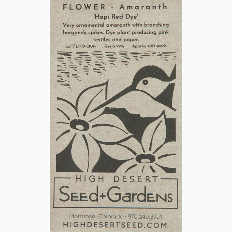 Seed Pack For Hopi Red Dye Amaranth By High Desert Seed + Garden 