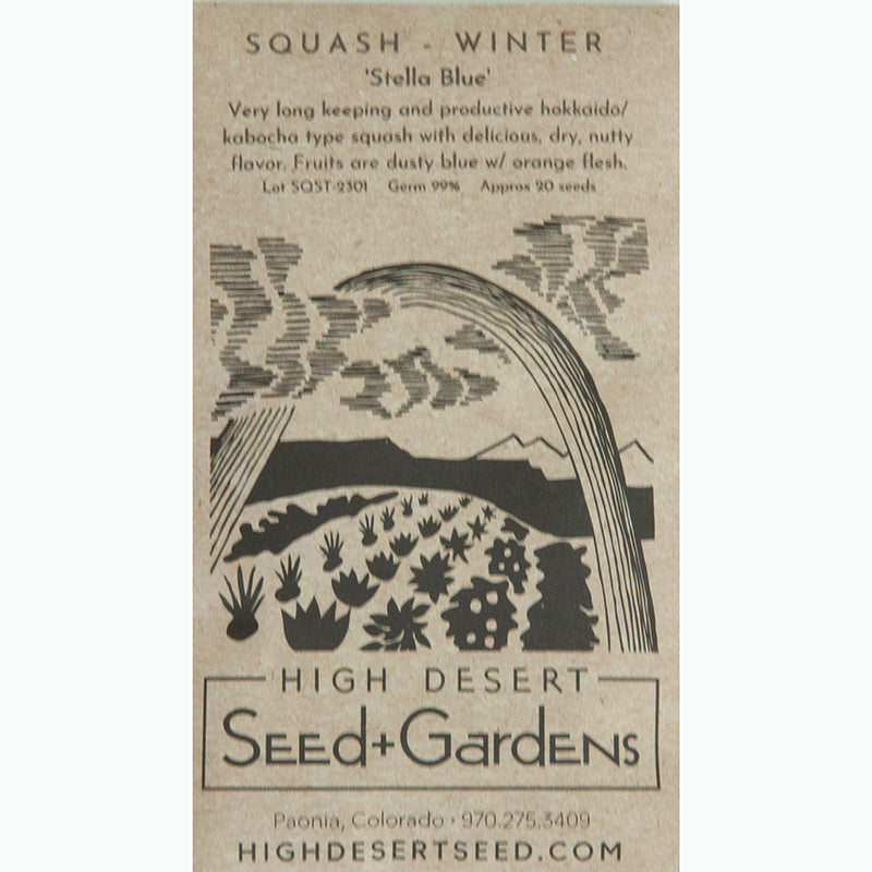 Seed Pack For Stella Blue Winter Squash By High Desert Seed+ Garden 
