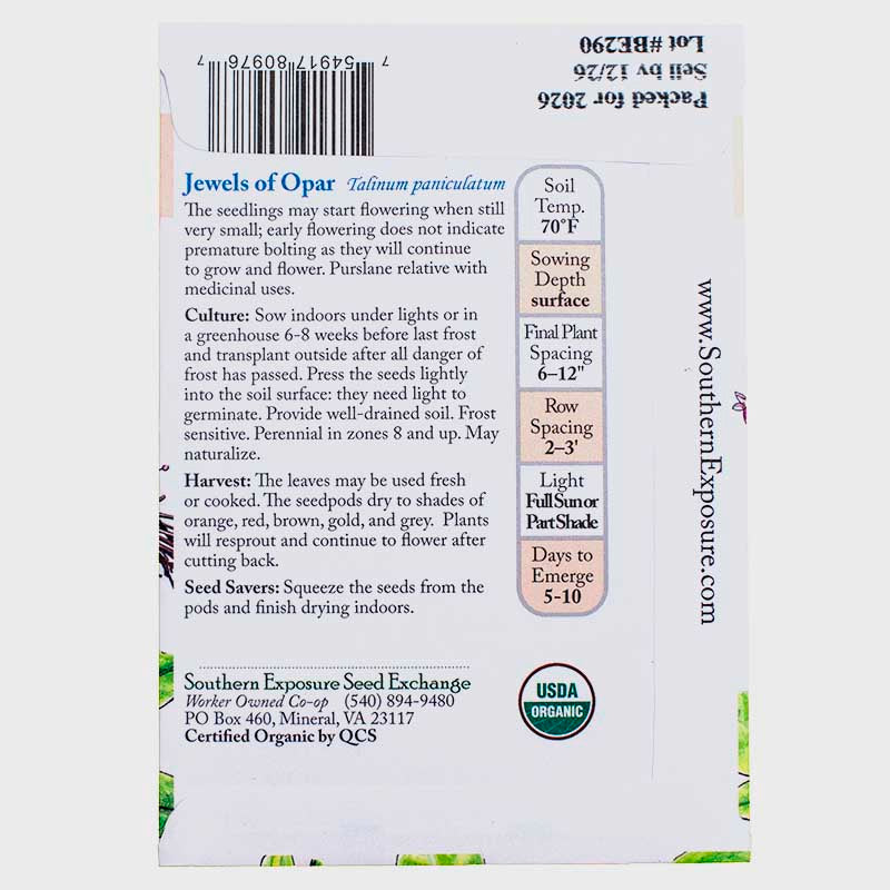 Organic Jewels of Opar - Fame Flower Seeds Southern Exposure Seed Exchange