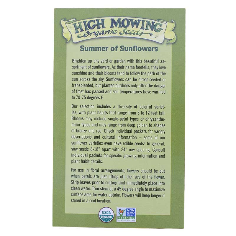 Summer of Sunflowers 3 Seeds Packets (Organic) High Mowing Seeds