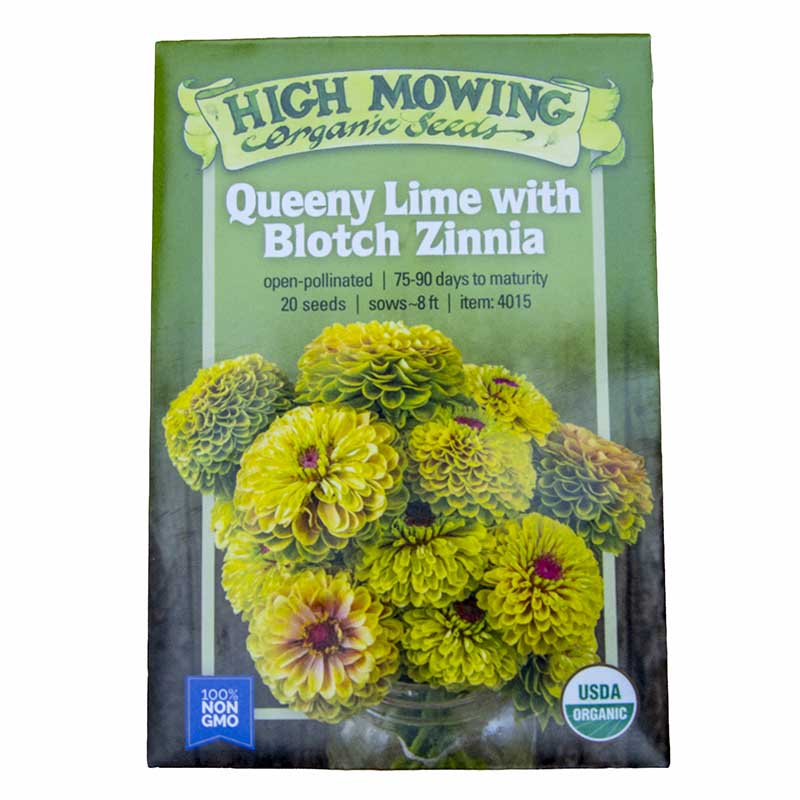 Queeny Lime with Blotch Zinnia Seeds (Organic) High Mowing Seeds