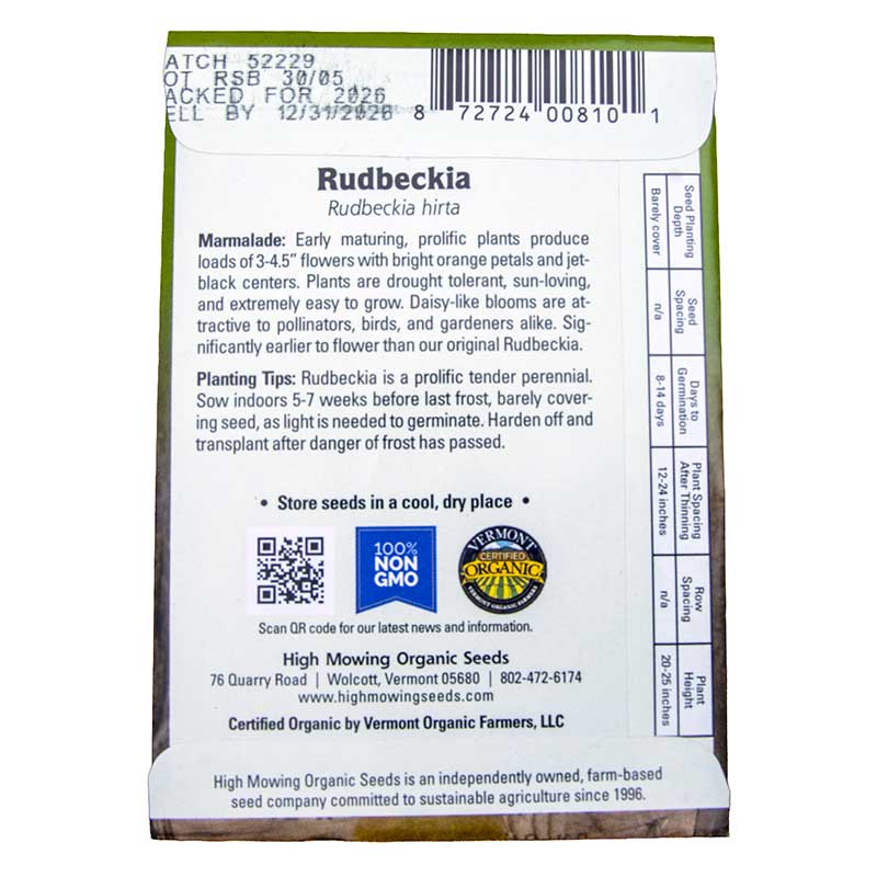 Marmalade Rudbeckia Seeds (Organic) High Mowing Seeds