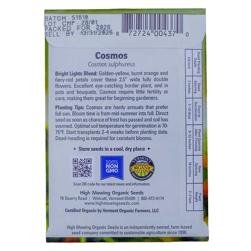 Bouquet Garden 5 Seeds Packets (Organic) High Mowing Seeds