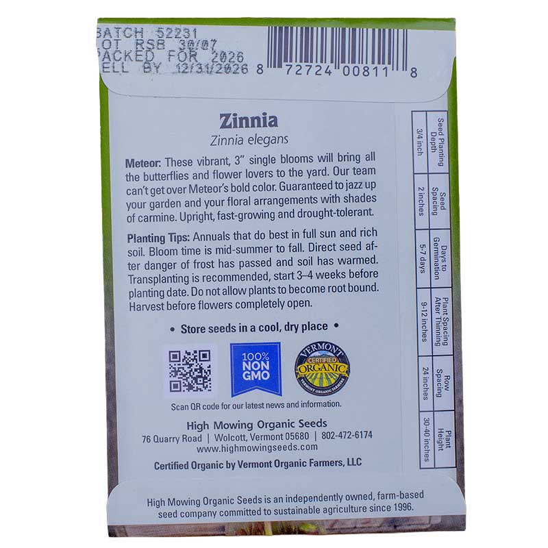 Bouquet Garden 5 Seeds Packets (Organic) High Mowing Seeds