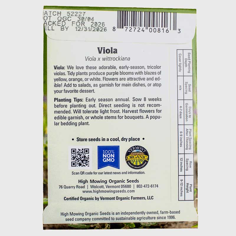 Anna Viola Seeds (Organic) High Mowing Seeds