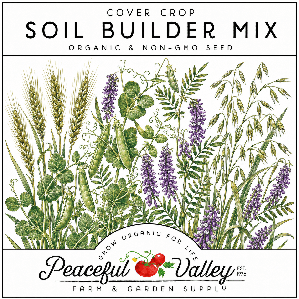 Peaceful Valley Cover Crop Stickers Soil Builder Mix Grow Organic