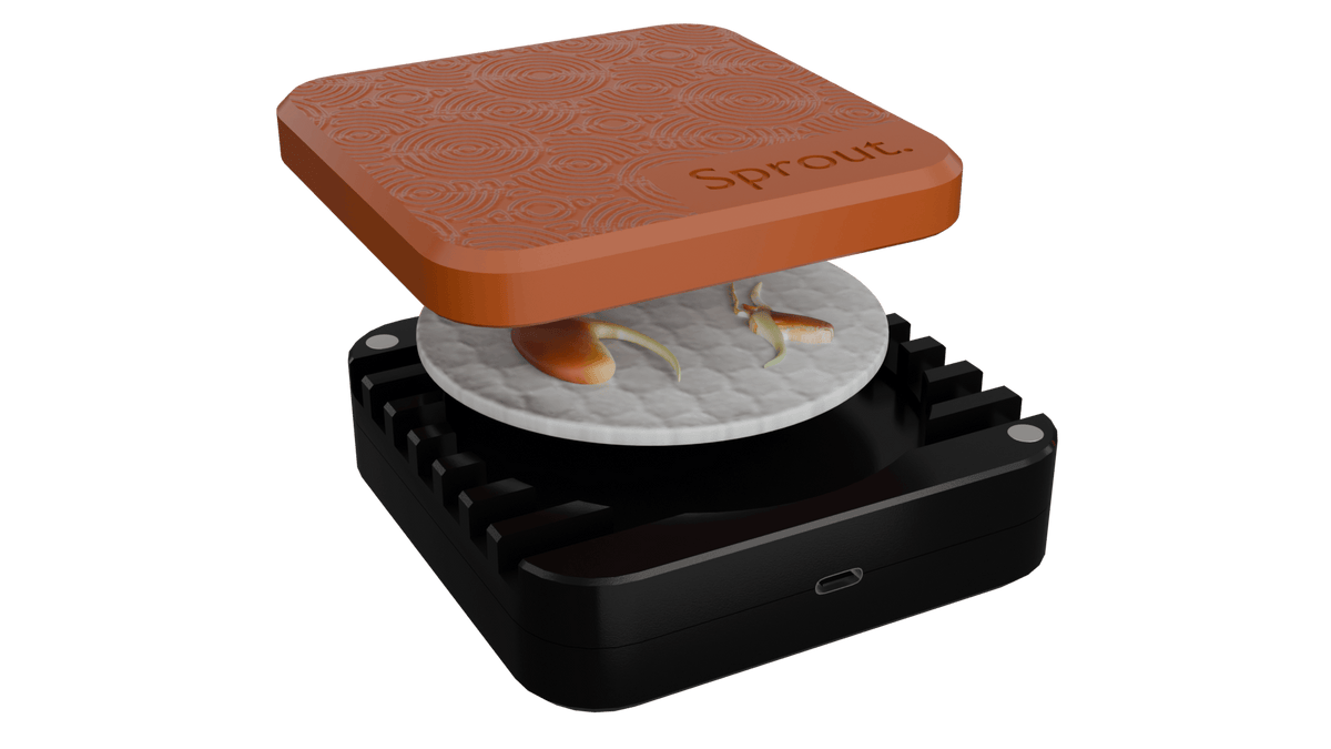 Sprout Silicone Germination Chamber Orange Lid Black Body Root Nerds