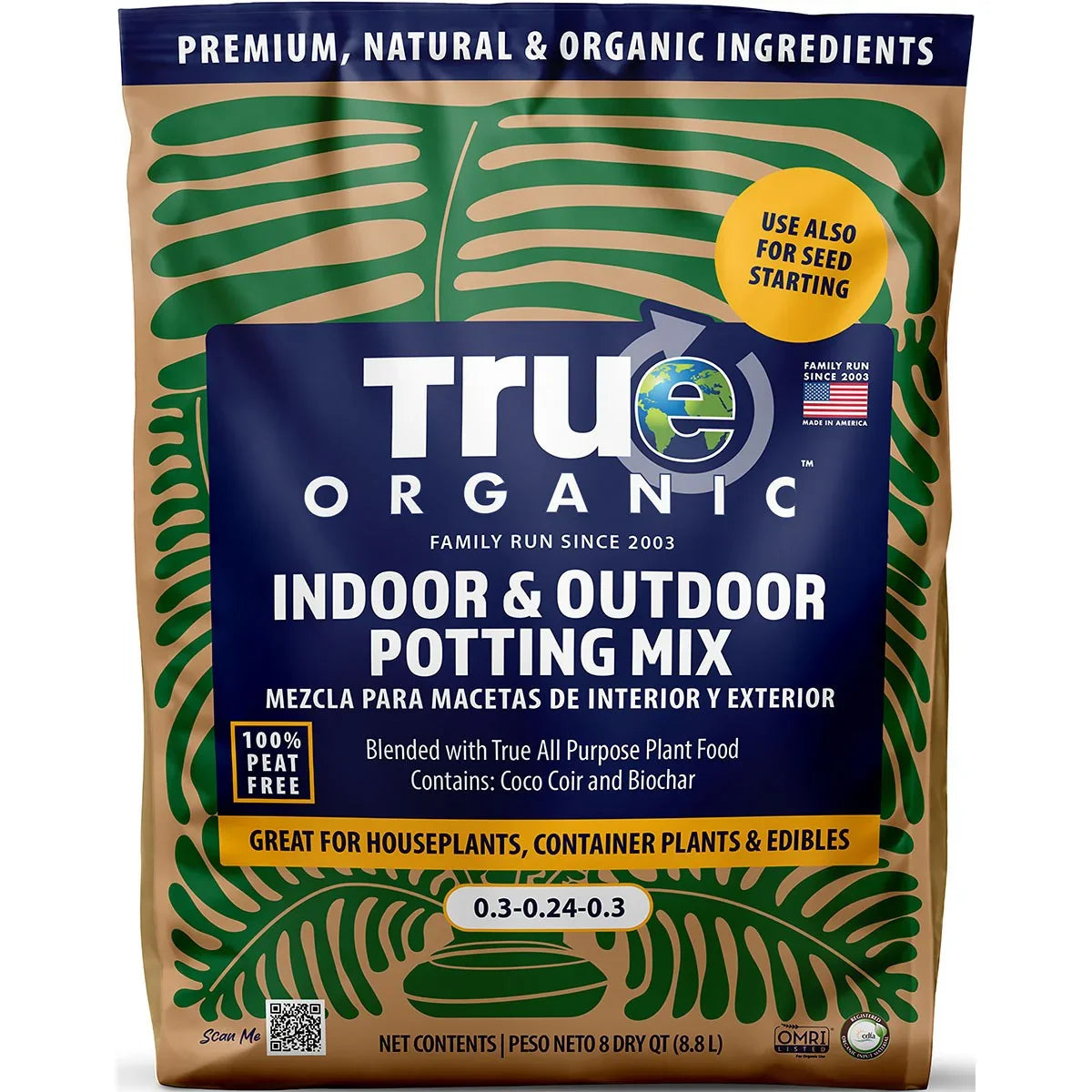 8 qt potting mix True Organic 8qt Indoor & Outdoor Potting Mix