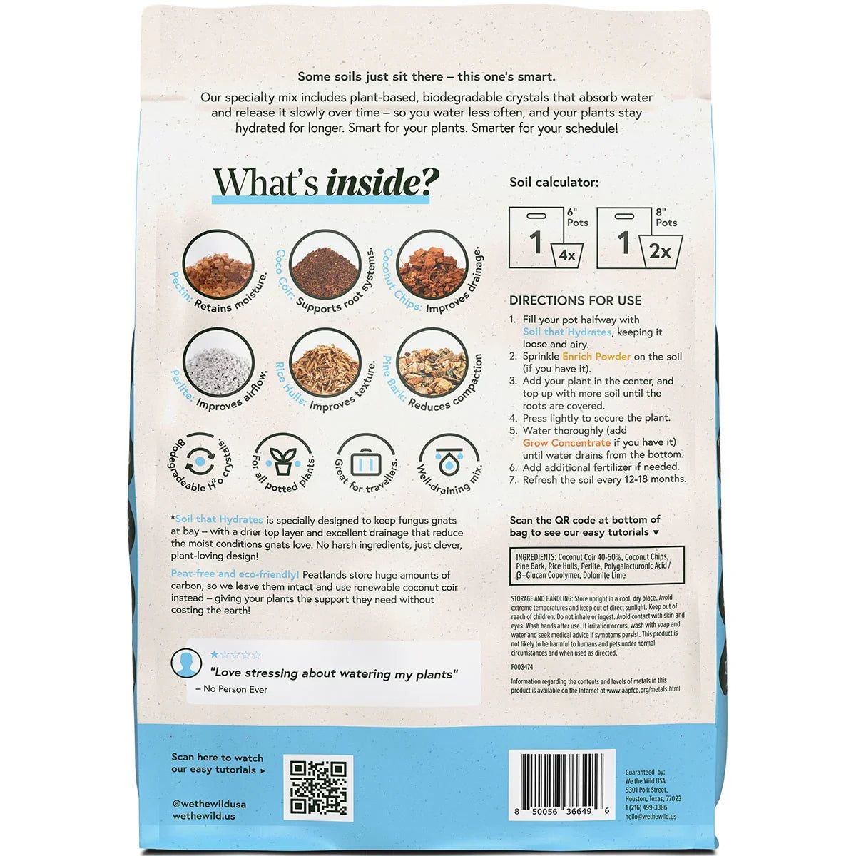 We The Wild - Soil That Hydrates Potting Soil 6qt BFG Supply Co