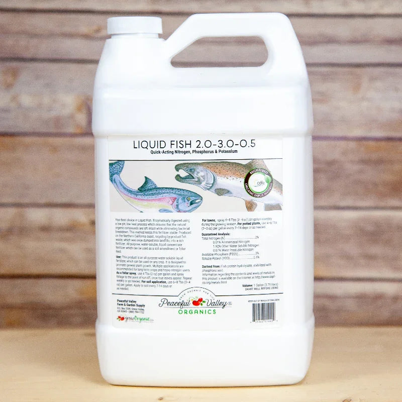 fish fertilizer plants Peaceful Valley Organic Liquid Fish 2-3-0.5