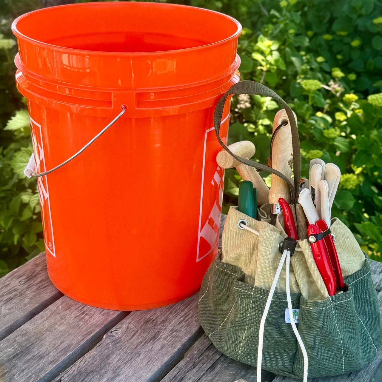 Garden Bucket Bag - Heavy Waxed Canvas The Celtic Farm