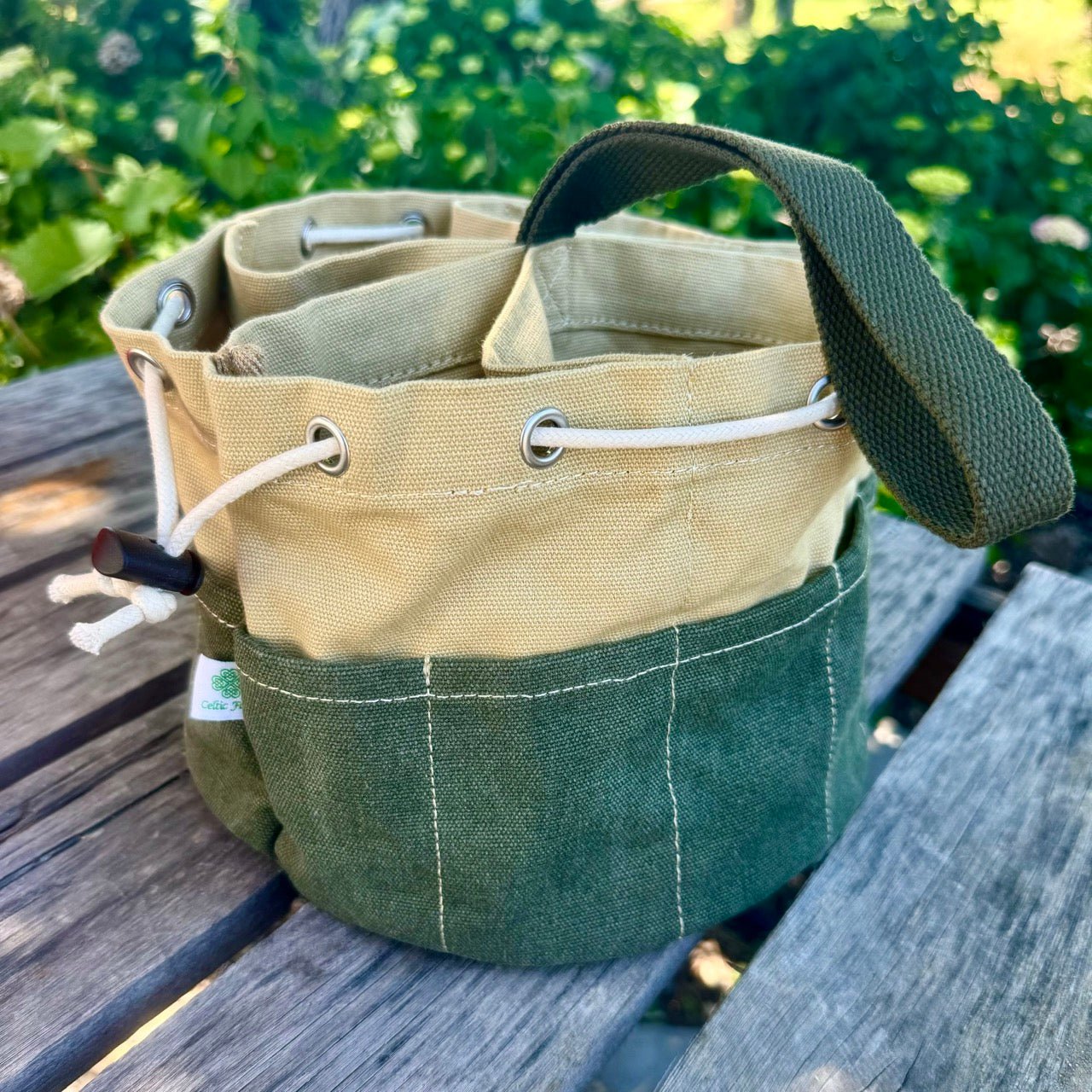 Garden Bucket Bag - Heavy Waxed Canvas The Celtic Farm