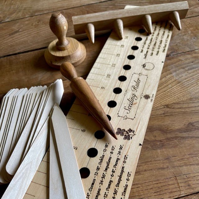 Garden Gift Set - American Hardwood Seed and Bed Ruler, Dibblers, Pot Tamper and Markers The Celtic Farm