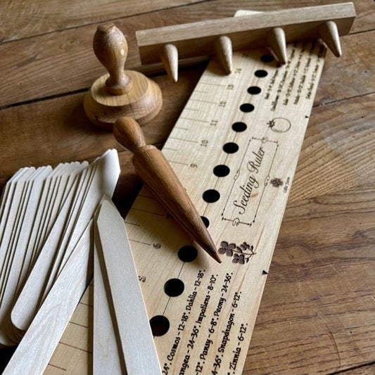Garden Gift Set - American Hardwood Seed and Bed Ruler, Dibblers, Pot Tamper and Markers The Celtic Farm