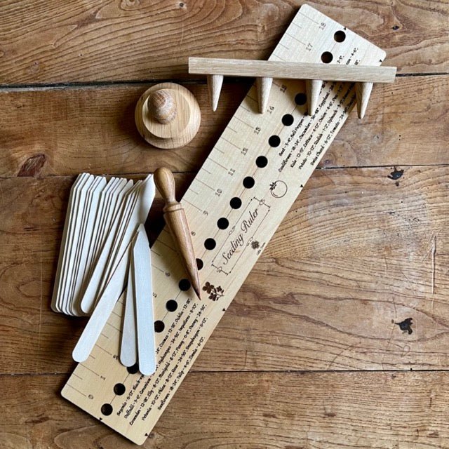 Garden Gift Set - American Hardwood Seed and Bed Ruler, Dibblers, Pot Tamper and Markers The Celtic Farm