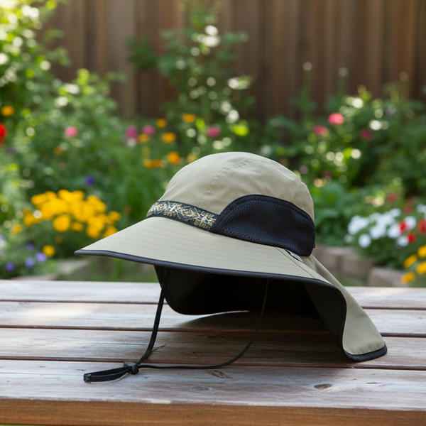 Gardeners Sun Hat, Sand/Black (Large) - Grow Organic