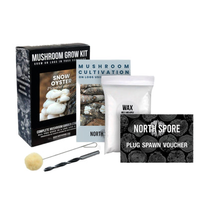 Organic Snow Oyster Mushroom Outdoor Log Growing Kit With Voucher North Spore