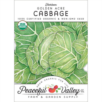 Golden Acre Cabbage Seeds (Organic) Peaceful Valley