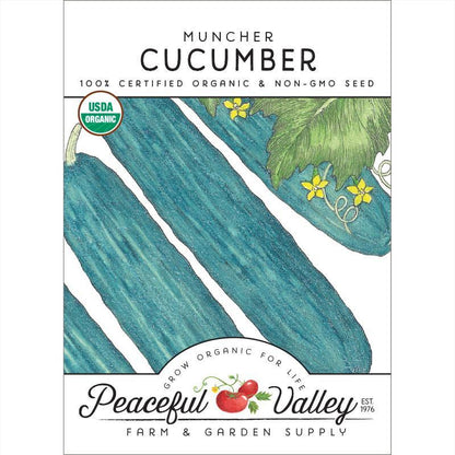 Muncher Cucumber Seeds (Organic) Peaceful Valley