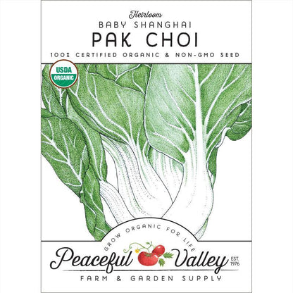 Pak Choi  Baby Shanghai Greens Seeds (Organic) Peaceful Valley