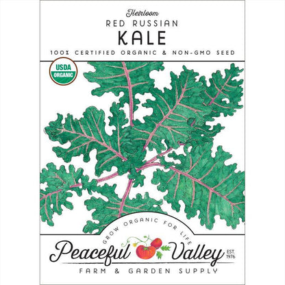 Red Russian Kale Seeds (Organic) Peaceful Valley