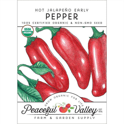 Hot Jalapeno Early Pepper Seeds (Organic) Peaceful Valley