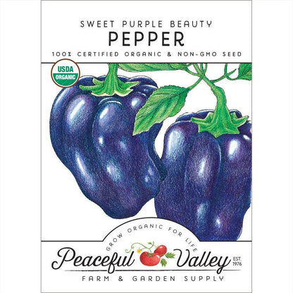Purple Beauty Sweet Pepper Seeds (Organic) Peaceful Valley