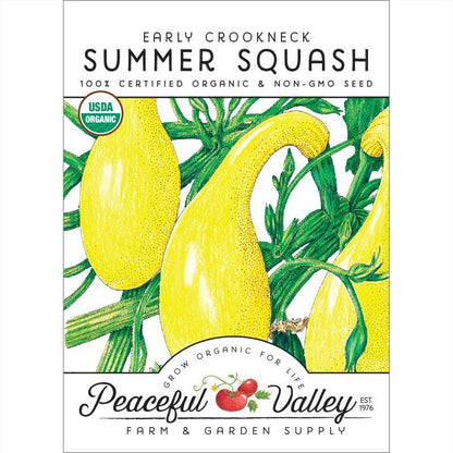 Early Crookneck Summer Squash Seeds (Organic) Peaceful Valley