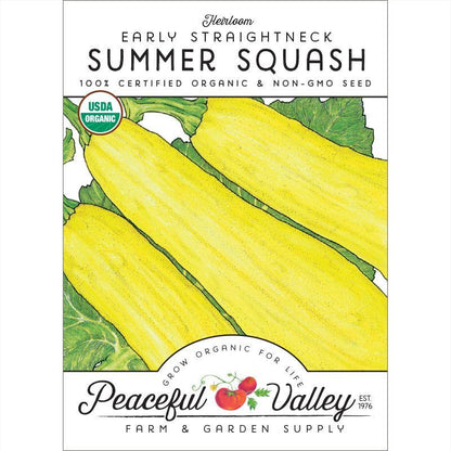 Early Straightneck Summer Squash Seeds (Organic) Peaceful Valley