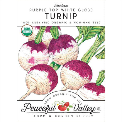 Purple Top White Globe Turnip Seeds (Organic) Peaceful Valley