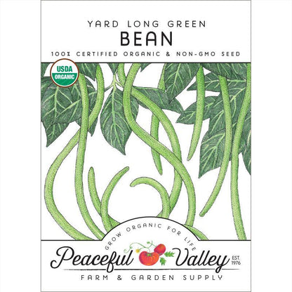 Yard Long Pole Bean Seeds (Organic) Peaceful Valley