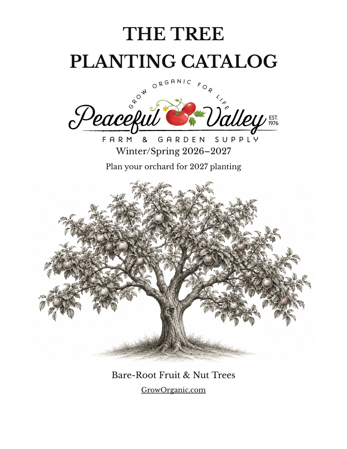 Peaceful Valley Tree Planting Catalog 2026–2027 front cover