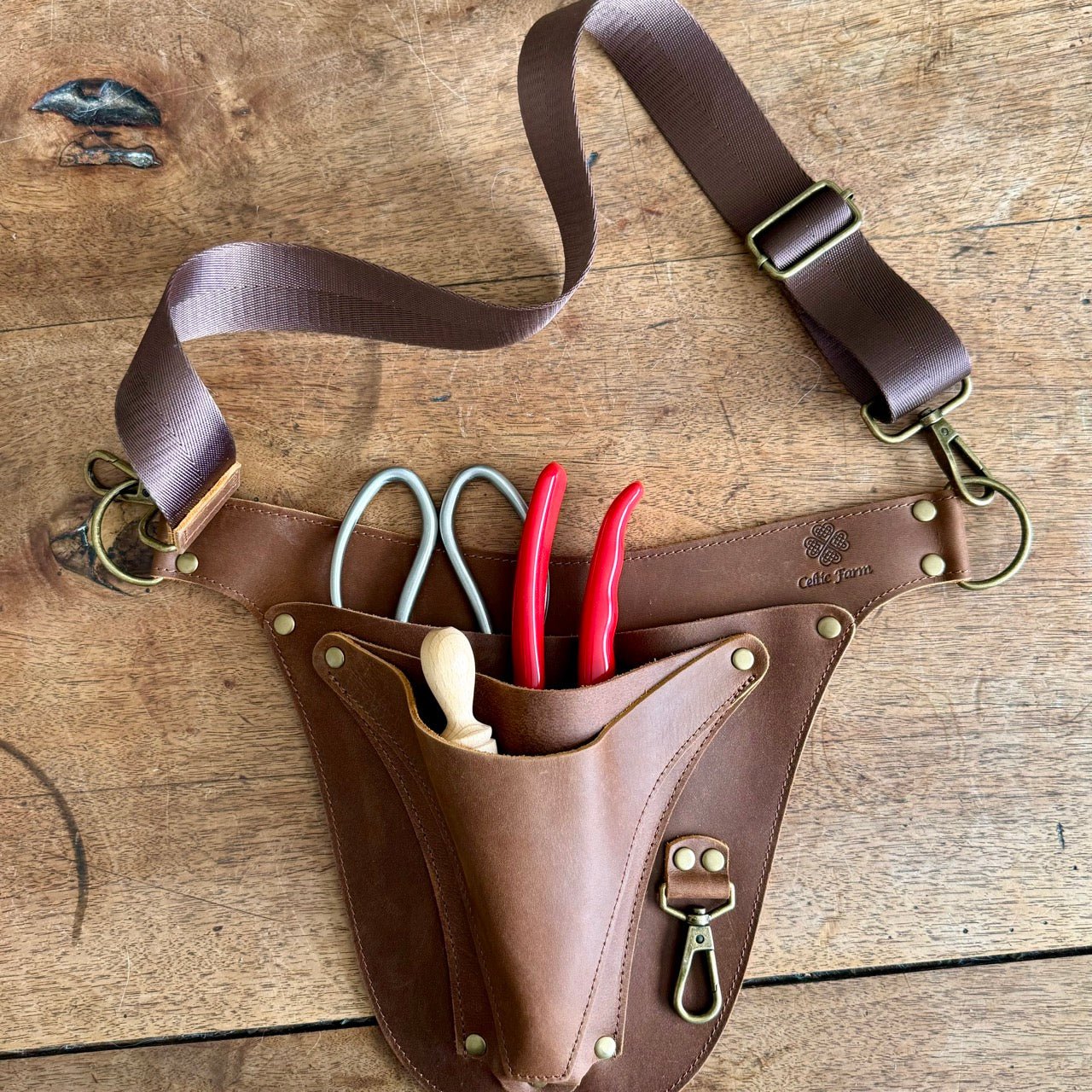 Ultimate Leather Garden Tool Belt & Holder - Extra Rivet Reinforced, Master Gardener Designed The Celtic Farm
