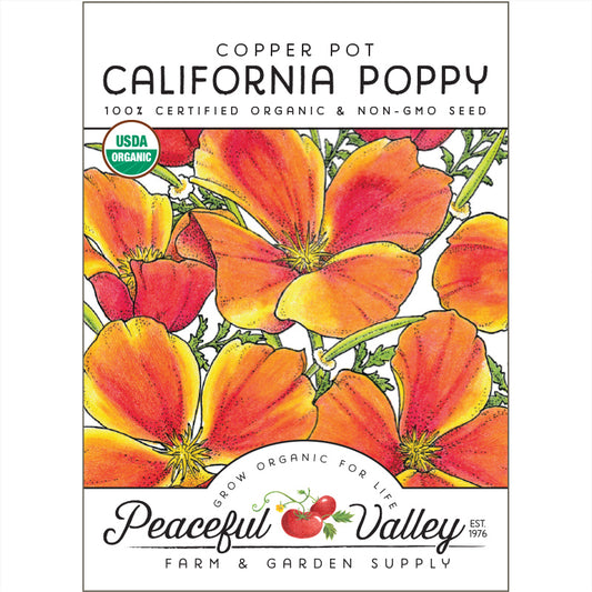 California Poppy, Copper Pot from $3.99 - Grow Organic Organic Poppy, CA Copper Pot Flower Seeds