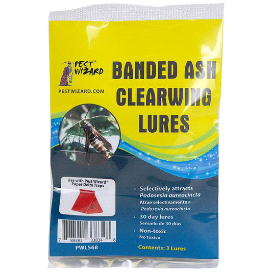 Pest Wizard Banded Ash Clearwing Borer Lure 3-Pack package front on white background.