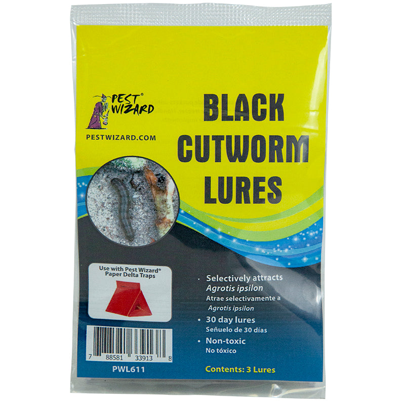 Pest Wizard Black Cutworm Lure 3-Pack package front on white background.