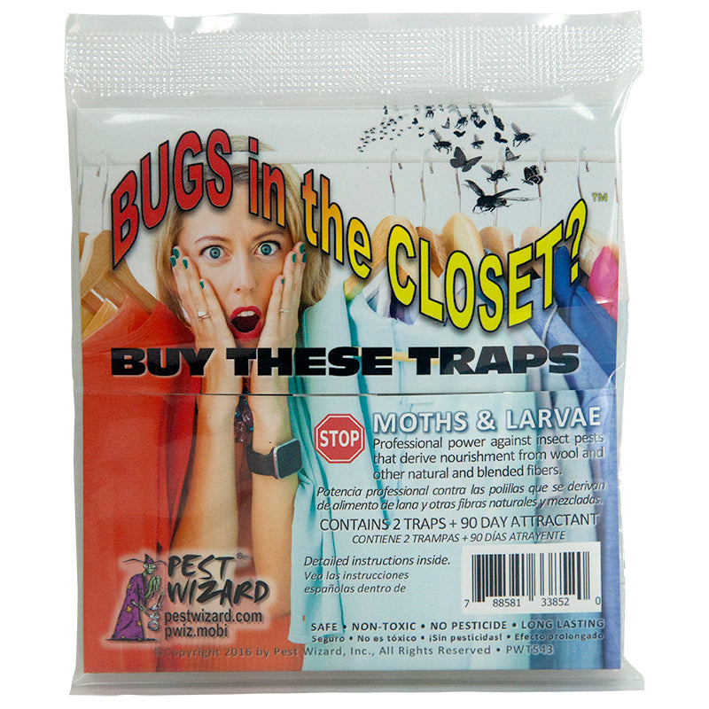 Pest Wizard Bugs in the Closet? Trap 2-pack package front on white background.